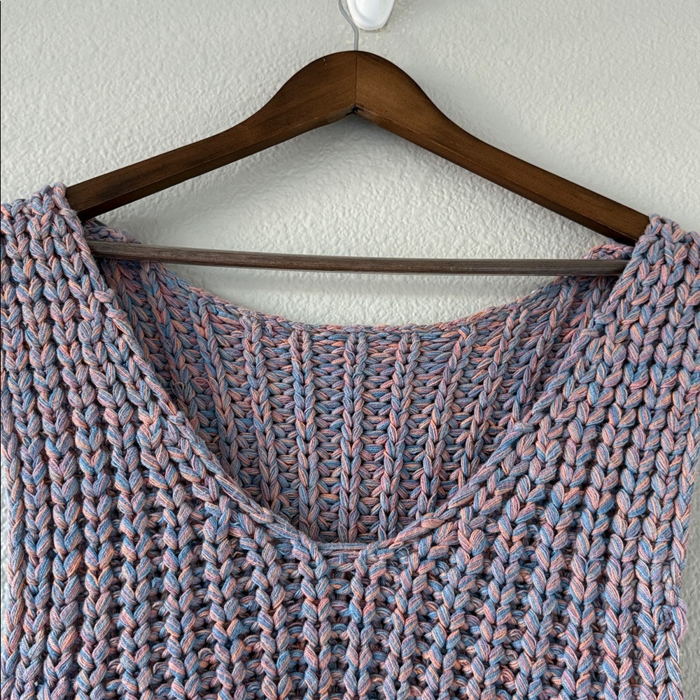 Free People Chunky Knit Cotton blend Crop Purple Hoopla Sweater Vest XS - Picture 9 of 12